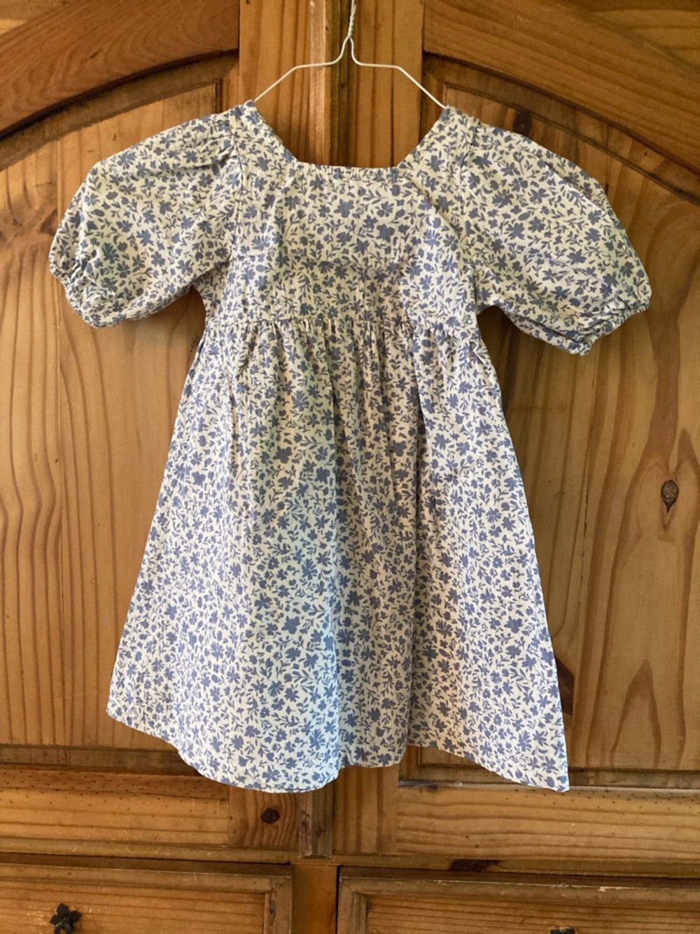 Girls R&B Organic blue white flowers long peasant dress size 5
